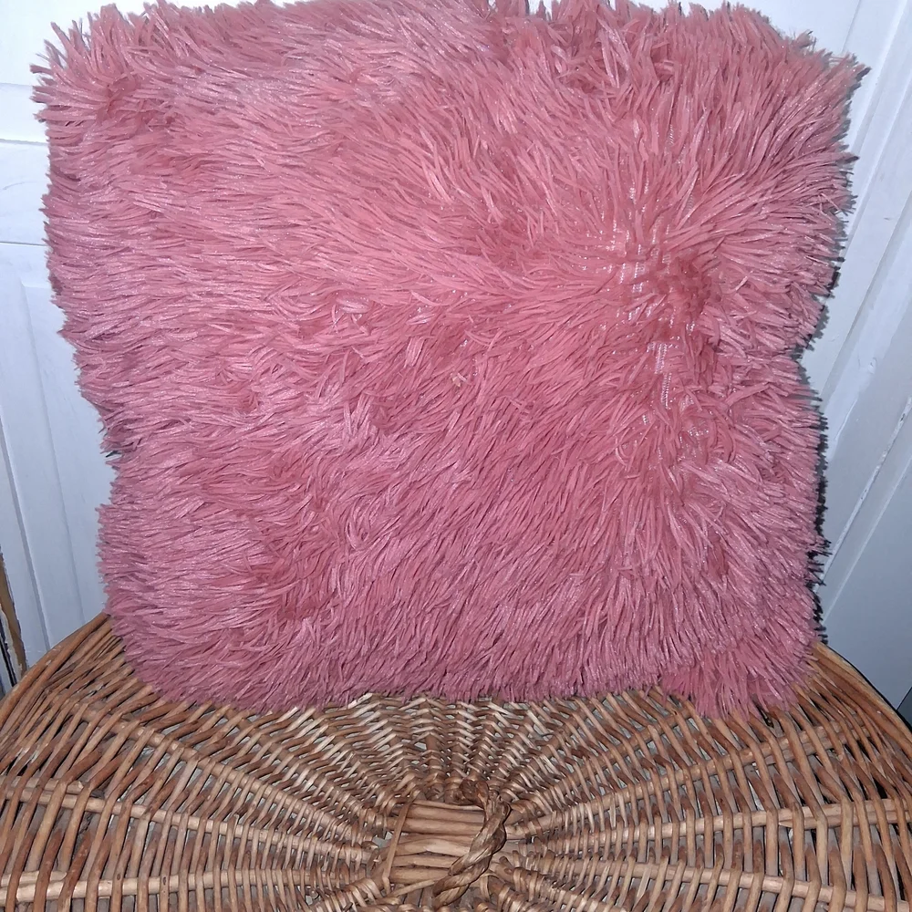 Fluffy Pink Throw Pillow